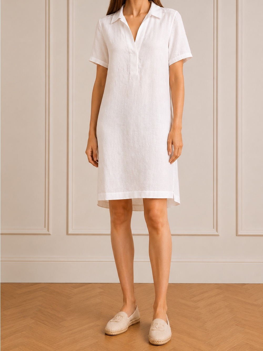 Country Road | White Organic French Linen Dress | XS